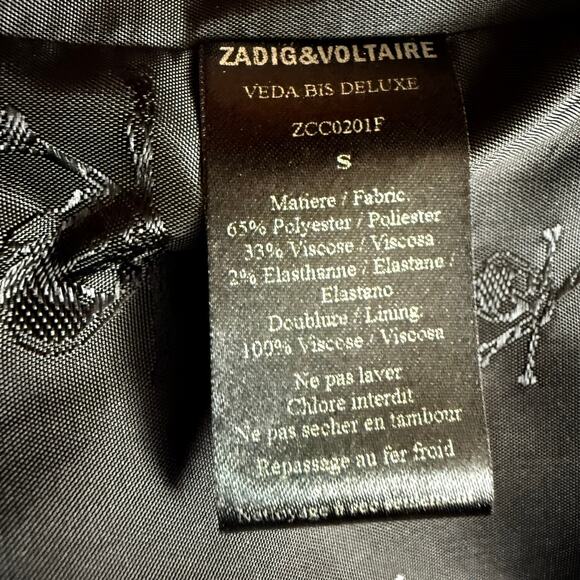 Zadig & Voltaire Veda Bis Deluxe Skull Rhinestone Blazer Size S - Picture 15 of 15